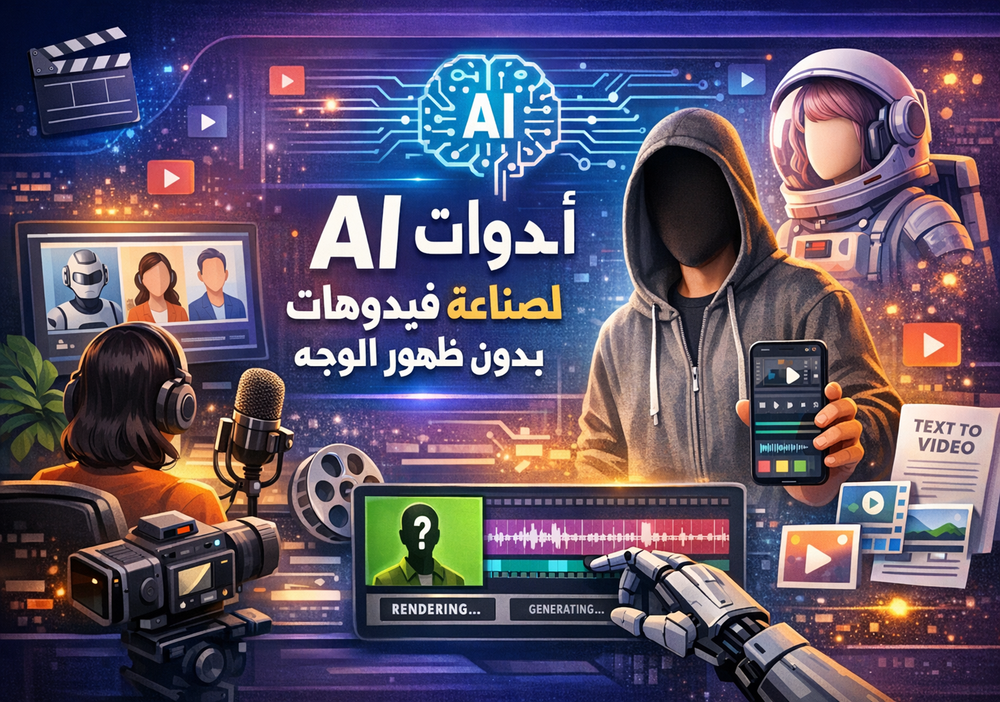 أدوات AI لصناعة فيديوهات بدون ظهور الوجه صناعة فيديوهات بدون وجه أدوات ذكاء اصطناعي للفيديو إنتاج فيديوهات بالذكاء الاصطناعي فيديوهات بدون كاميرا أرباح يوتيوب بدون ظهور مونتاج فيديو بالذكاء الاصطناعي أفضل أدوات AI للمحتوى Pictory.ai InVideo Synthesia Steve.ai Lumen5 فيديوهات تيك توك بدون وجه ربح المال من الفيديوهات القصيرة تسويق بالعمولة بالفيديو تحسين SEO للفيديوهات صناعة محتوى رقمي بالذكاء الاصطناعي أفاتار ذكاء اصطناعي تحويل النص إلى فيديو قنوات يوتيوب بدون كاميرا