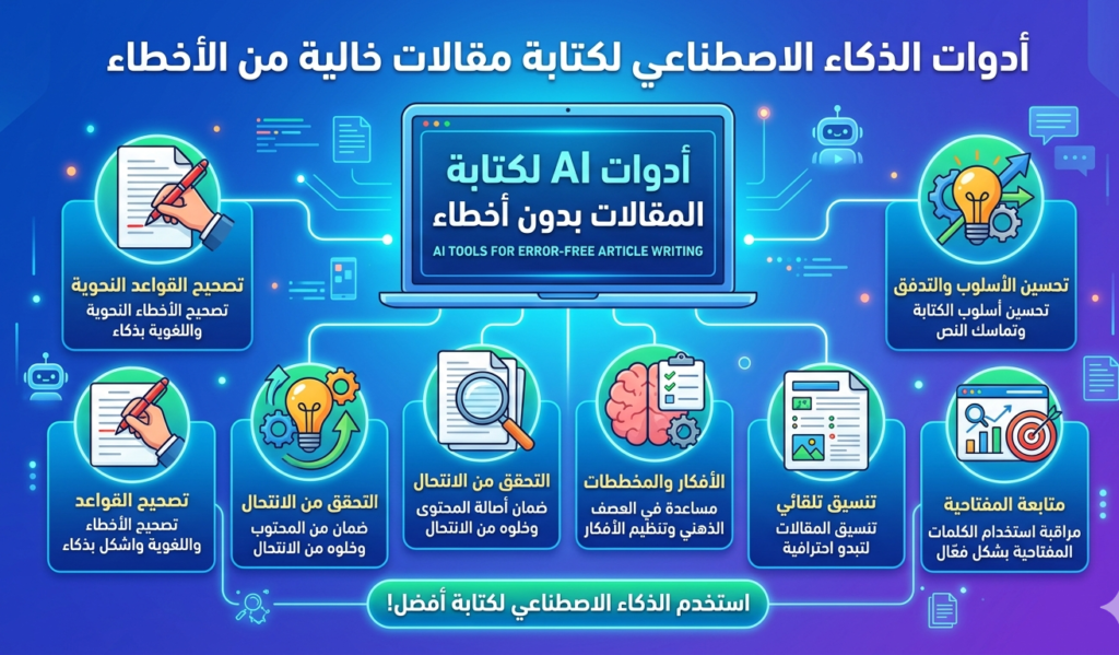 أدوات AI لكتابة المقالات بدون أخطاء

تصحيح الأخطاء اللغوية

أدوات ذكاء اصطناعي للمقالات

مدقق نحوي وإملائي عربي

كتابة محتوى احترافي

أدوات AI للكتابة العربية

LanguageTool للمقالات

ProWritingAid للعربية

تحسين جودة النصوص

سهولة القراءة SEO

تصحيح الجمل الطويلة

أفضل أدوات الذكاء الاصطناعي لمراجعة المقالات العربية

كيفية استخدام AI لتصحيح الأخطاء النحوية في المقالات

أدوات مجانية لكتابة مقالات دقيقة بدون أخطاء

مراجعة شاملة لأدوات LanguageTool وQuillBot للمدونين

تجربتي مع أدوات AI لتحسين جودة المحتوى SEO

دليل المبتدئين لاستخدام المدقق اللغوي الذكي

الفرق بين أدوات AI لكتابة المقالات بدون أخطاء والمدققات التقليدية

هل يمكن الوثوق بأدوات الذكاء الاصطناعي في تصحيح الأخطاء الأسلوبية؟

مقارنة أسعار ومميزات أفضل 5 أدوات AI للكتابة العربية

كيف تضاعف إنتاجيتك في كتابة المقالات باستخدام أدوات التصحيح الذكية