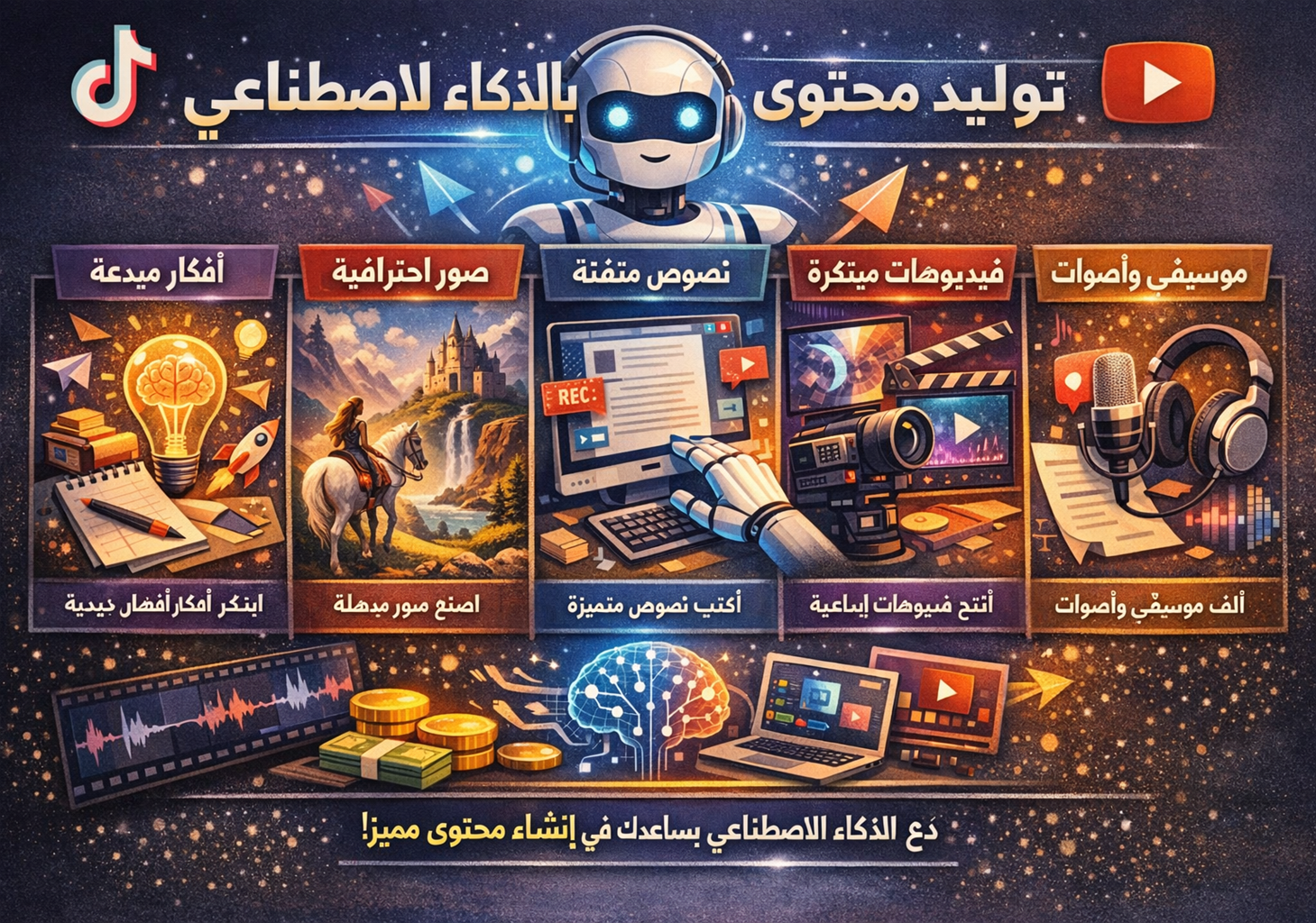 توليد محتوى بالذكاء الاصطناعي إنتاج فيديوهات بالذكاء الاصطناعي أتمتة المحتوى الرقمي ربح المال من الذكاء الاصطناعي إنشاء محتوى فيروسي أدوات الذكاء الاصطناعي لليوتيوب توليد نصوص بالذكاء الاصطناعي تحويل النص إلى فيديو استراتيجيات المحتوى الآلي فيديوهات قصيرة مربحة محتوى فيروسي بالذكاء الاصطناعي أتمتة المحتوى المرئي توليد فيديوهات بالذكاء الاصطناعي محتوى آلي بشري أتمتة اليوتيوب شورتس
