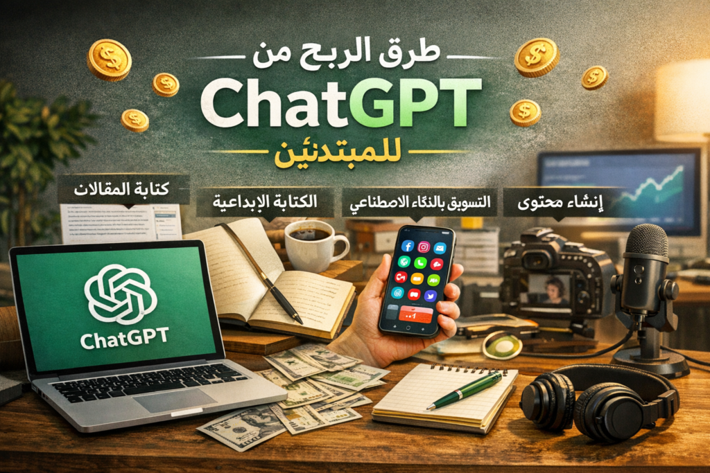 طرق الربح من ChatGPT للمبتدئين
الربح من ChatGPT
ChatGPT للمبتدئين
الذكاء الاصطناعي للربح
كتابة المحتوى بالذكاء الاصطناعي
خدمات ChatGPT المدفوعة
دخل سلبي من ChatGPT
العمل الحر باستخدام ChatGPT
أدوات الذكاء الاصطناعي المجانية
التسويق بالذكاء الاصطناعي
مشاريع جانبية مربحة
كيف أربح من ChatGPT وأنا مبتدئ
أفضل 10 طرق لكسب المال من ChatGPT في المنزل
مشاريع صغيرة مربحة باستخدام الذكاء الاصطناعي
دورة الربح من ChatGPT خطوة بخطوة للمبتدئين العرب
تجربتي الناجحة مع الربح من ChatGPT
أسرار تحقيق أول 1000 دولار باستخدام ChatGPT
منصات العمل الحر للربح من خدمات الذكاء الاصطناعي
كتابة سكريبتات الفيديو بالذكاء الاصطناعي وبيعها
ترجمة احترافية باستخدام ChatGPT للنصوص الطويلة
إدارة حسابات التواصل الاجتماعي بالذكاء الاصطناعي للمبتدئين
إنشاء كتب إلكترونية رقمية باستخدام ChatGPT وبيعها على Amazon
أدوات مساعدة للربح من ChatGPT لا غنى عنها
أخطاء تجنبها عند البدء في الربح من الذكاء الاصطناعي
كيف تطلب من ChatGPT أوامر احترافية لنتائج قابلة للبيع
حالات نجاح واقعية لأشخاص ربحوا من ChatGPT من الصفر