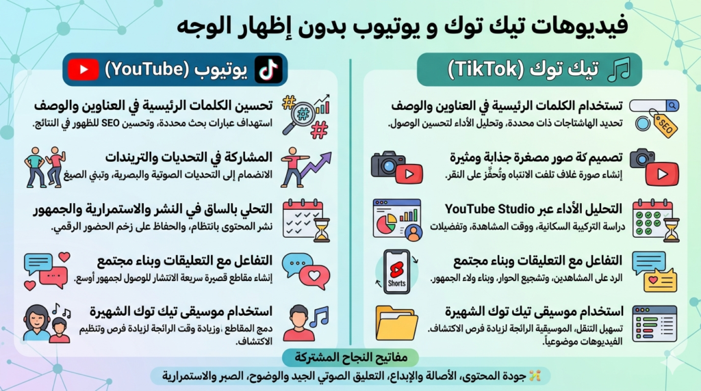 فيديوهات تيك توك و يوتيوب بدون اظهار الوجه