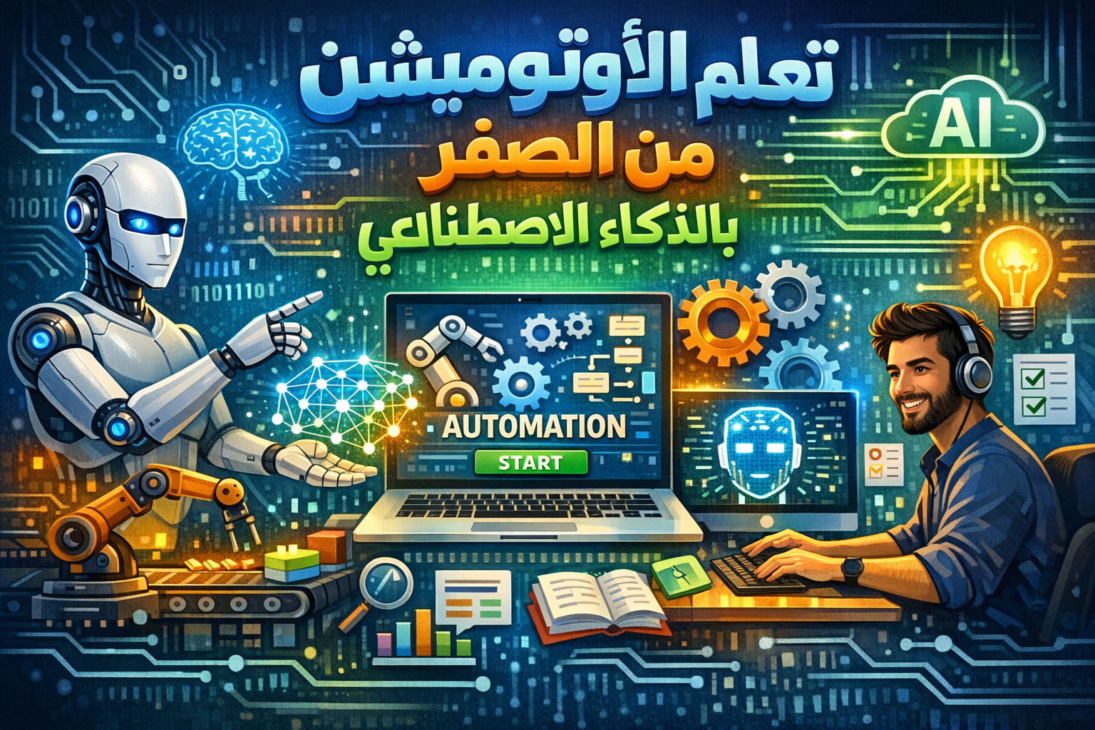 تعلم اوتوميشن من الصفر تعلم اوتوميشن يوتيوب تعلم اوتوميشن AI تعلم اوتوميشن ماركوتينج اوتوميشن يوتيوب اوتوميشن الذكاء الاصطناعي اوتوميشن التسويق أتمتة المحتوى أنظمة الأتمتة الرقمية أدوات الـ no-code أرباح اليوتيوب الآلية قنوات يوتيوب مؤتمتة الذكاء الاصطناعي للمحتوى سير العمل الآلي Make.com Zapier ElevenLabs OpenAI API الدخل السلبي عبر الأتمتة