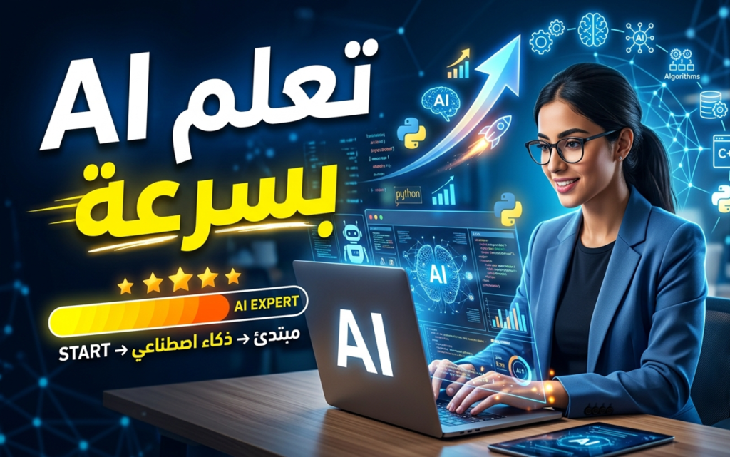 تعلم AI بسرعة

تعلم الذكاء الاصطناعي

تعلم الآلة للمبتدئين

 دورة تعلم AI

 كورسات ذكاء اصطناعي مجانية

 أساسيات machine learning، 

deep learning من الصفر

 مشاريع ذكاء اصطناعي

بايثون للذكاء الاصطناعي

 مكتبات تعلم الآلة

كيف أتعلم الذكاء الاصطناعي بسرعة من الصفر

 أفضل طريقة لتعلم AI في شهر

 هل يمكن تعلم AI بسرعة بدون خلفية برمجية

كم يستغرق تعلم الذكاء الاصطناعي؟

ما هي أفضل لغة برمجة للذكاء الاصطناعي؟

هل أحتاج إلى الرياضيات لتعلم AI؟

كيف أبدأ في تعلم AI بسرعة؟

ما هي المجالات الأكثر طلبًا في AI؟

خريطة طريق تعلم AI